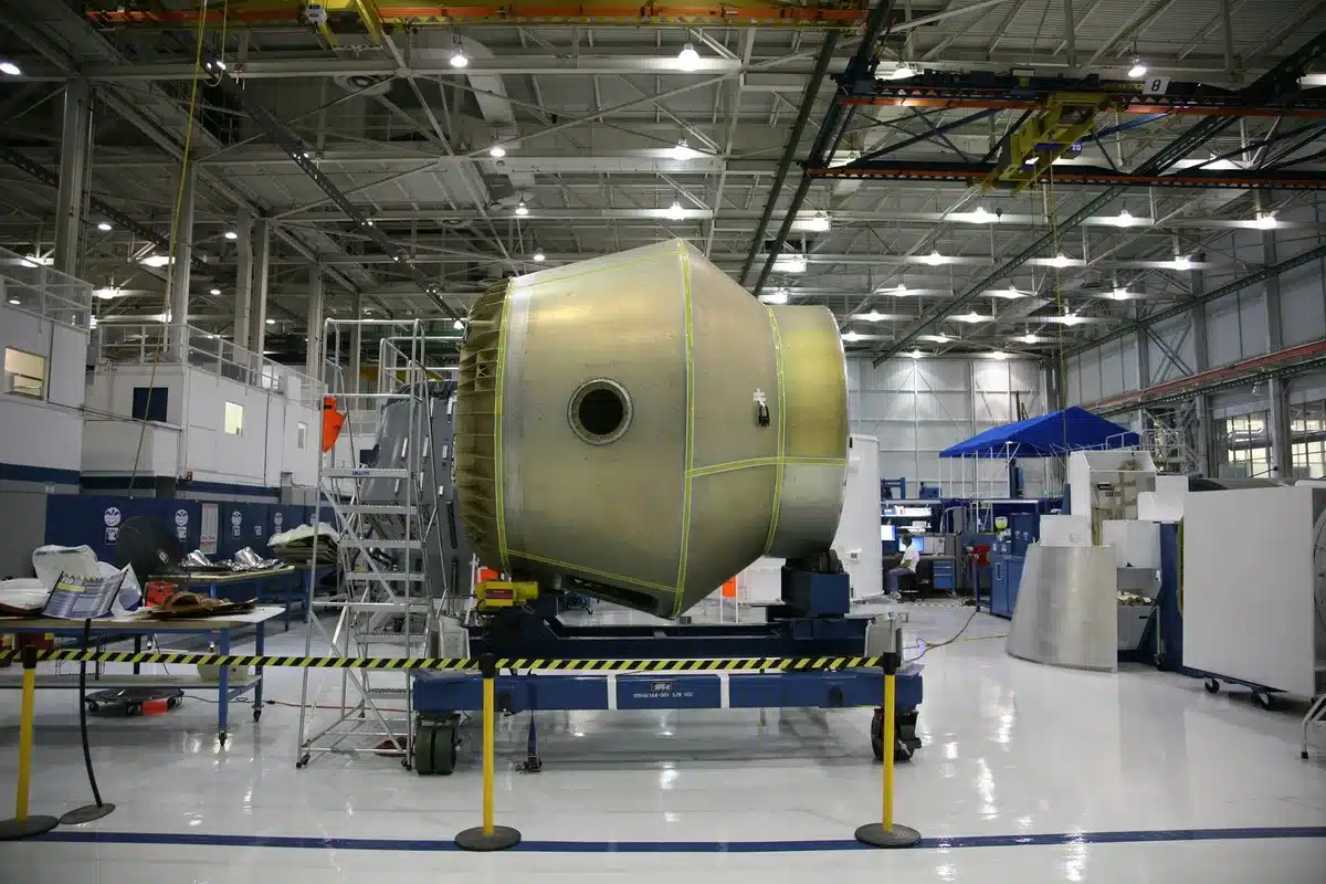 Defense contractor manufacturing advanced missile systems in production facility
