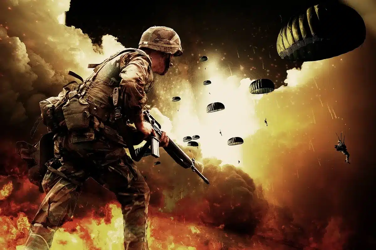 Military equipment and defense spending visualization showing escalating costs
